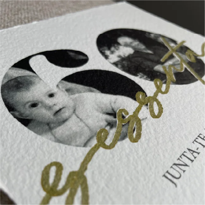 Detalhe do convite da celebração 60 Anos — Uma Vida.