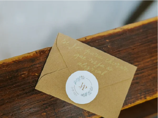 Detalhe individual da linguagem visual do casamento J&P.